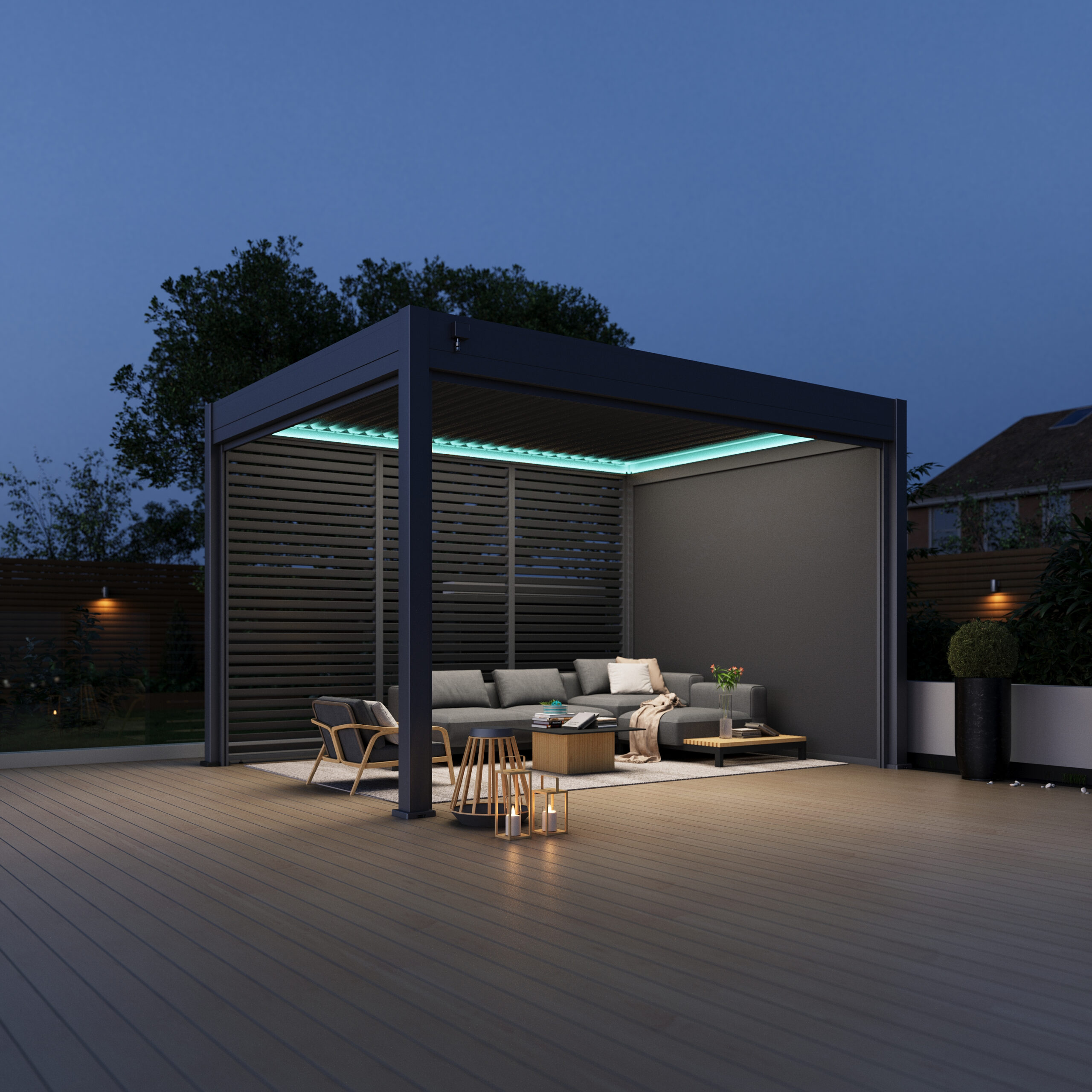 Pergola in heavy rain